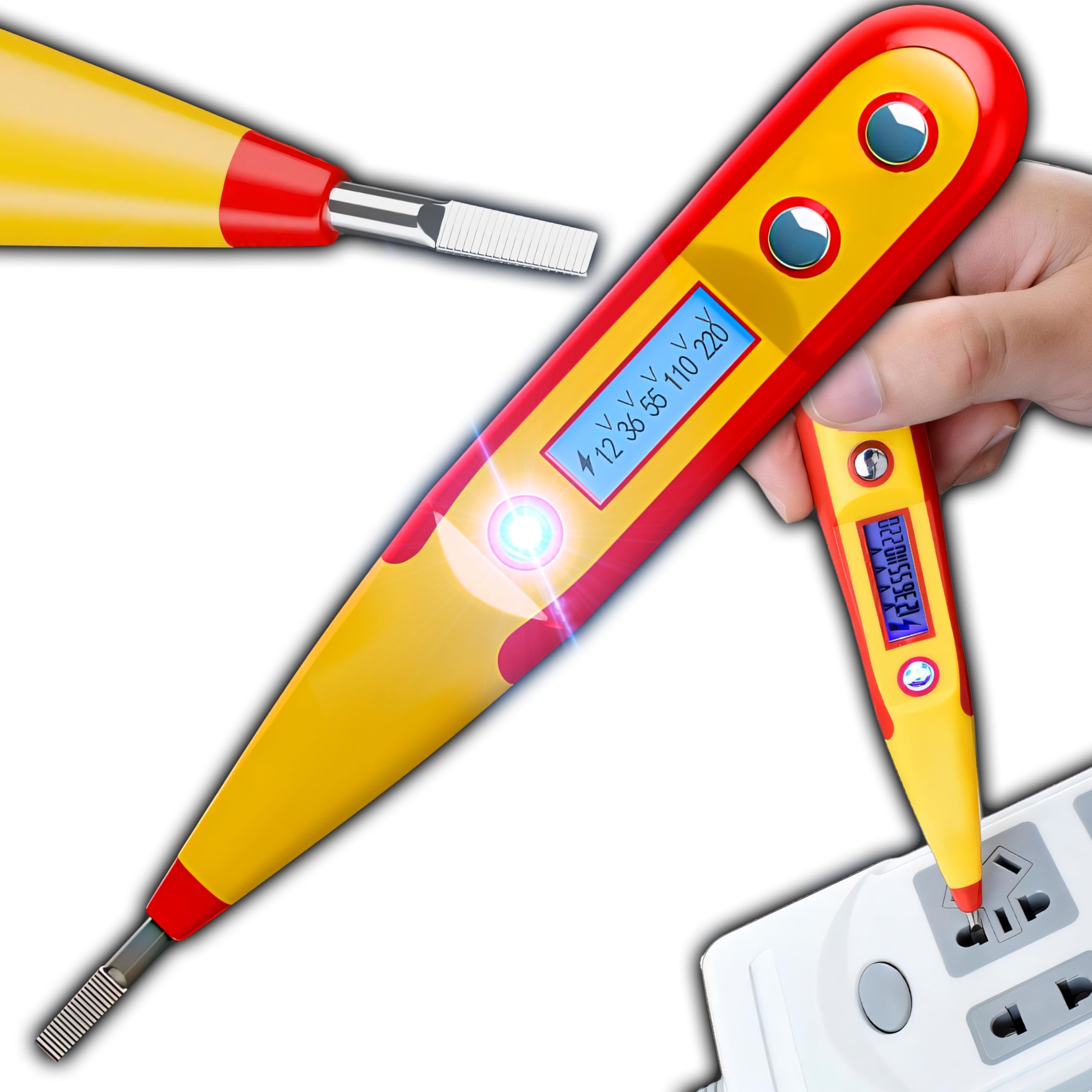 Retoo Bezdotykowy tester napięcia, tester prądu AC, z wyświetlaczem LED, poszukiwacz przewodów, tester fazowy, tester prądu, lokalizator przewodów