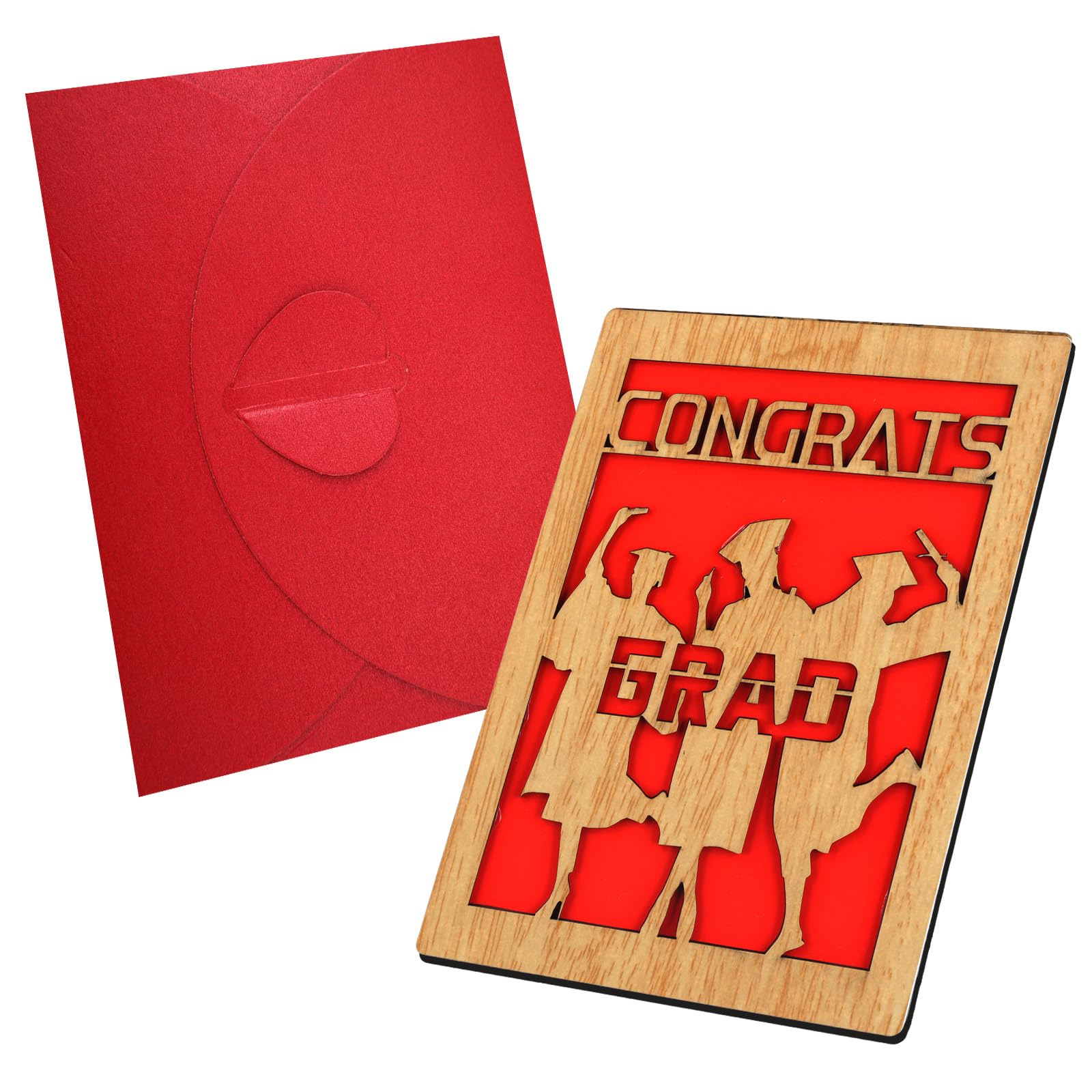 XIHIRCD 2pcs Wooden Graduation Card with Envelope, 2024 Graduation Greeting Card Congrats Grad Card 3D College Graduation Gift Card Graduation Gifts