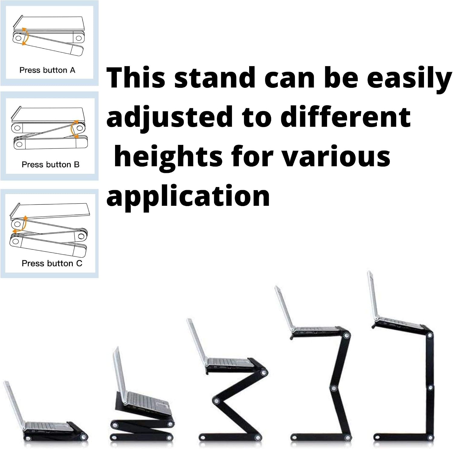 Adjustable and Portable Computer Laptop Stand/Desk with Mouse Pad, Ergonomic Design for Improved Posture, Strong Aluminum Legs and Tray Supports and Cools Your Notebook/MacBook
