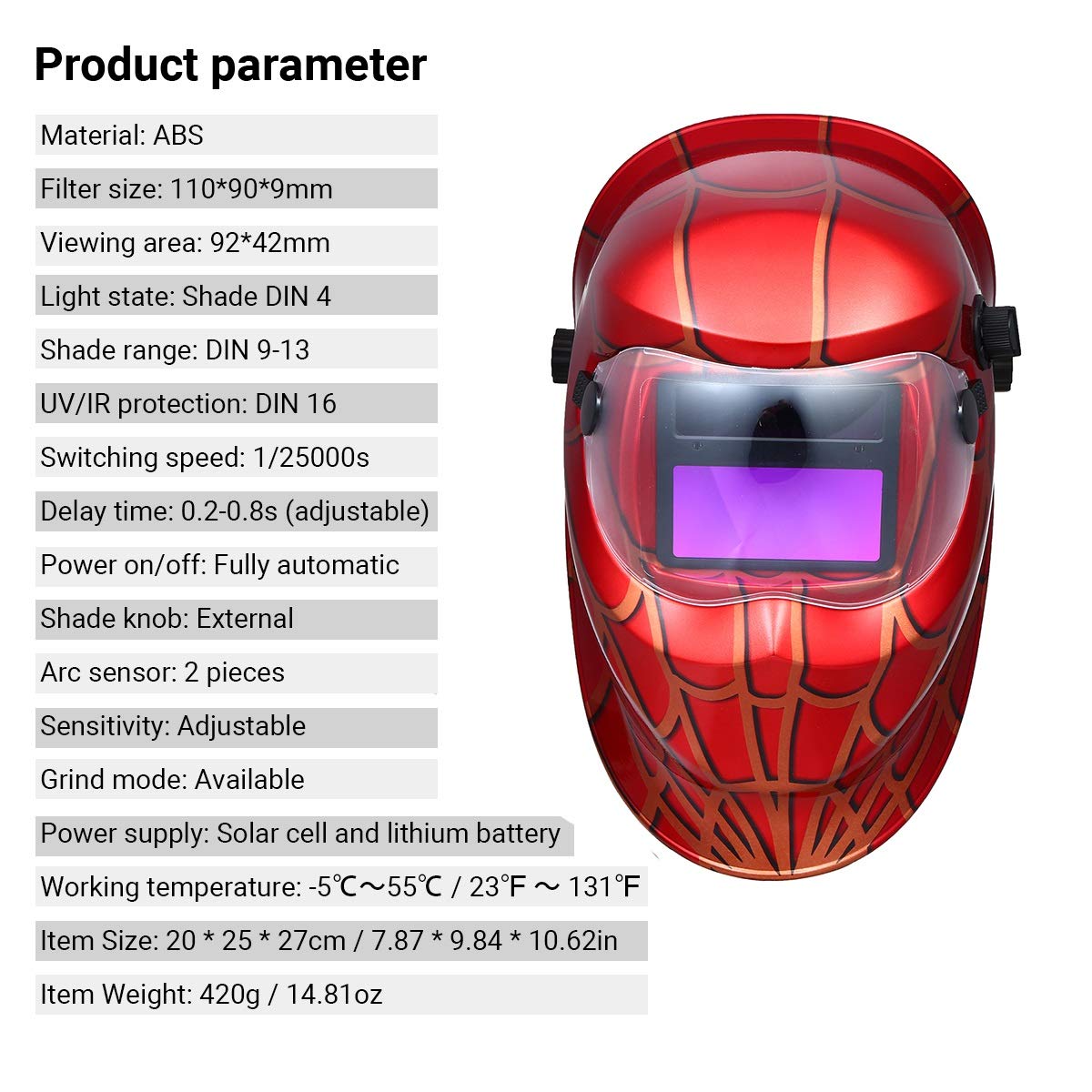 Máscara de soldadura,Casco de soldadura,Máscara de soldador,Casco de soldadura Casco de soldadura Casco protector de oscurecimiento automático con energía solar Máscara de soldadura Escudo con modo de