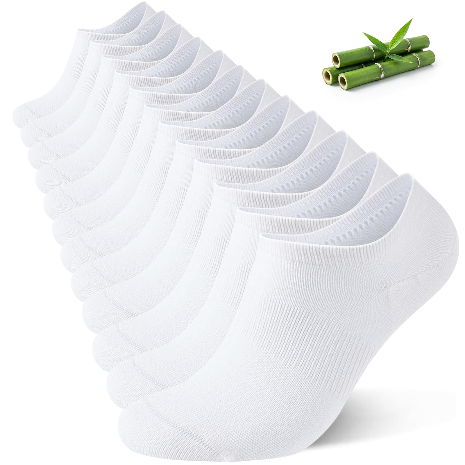 Niorasen No Show Socks for Men 6/10 Pairs, Bamboo Rayon Ankle Low Cut Invisible Thin Socks with Non Slip Grips 7-9/9-12/12-15 - 1