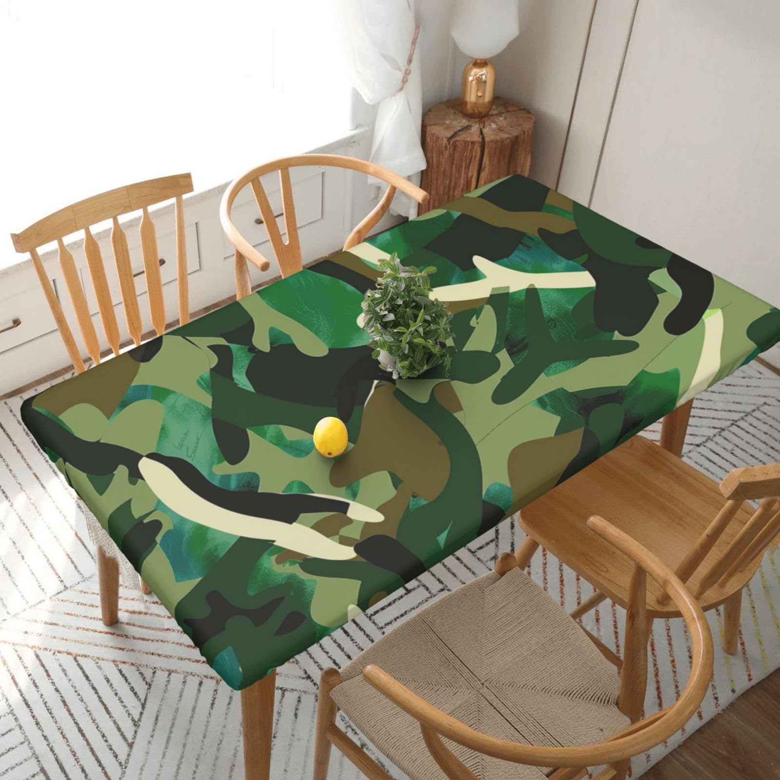 WPKJU Abstract Camouflage Printed Tablecloths 5ft Rectangular Table Covers Washable Polyester Decorative Table Cloth for Dining Table Picnic Wedding