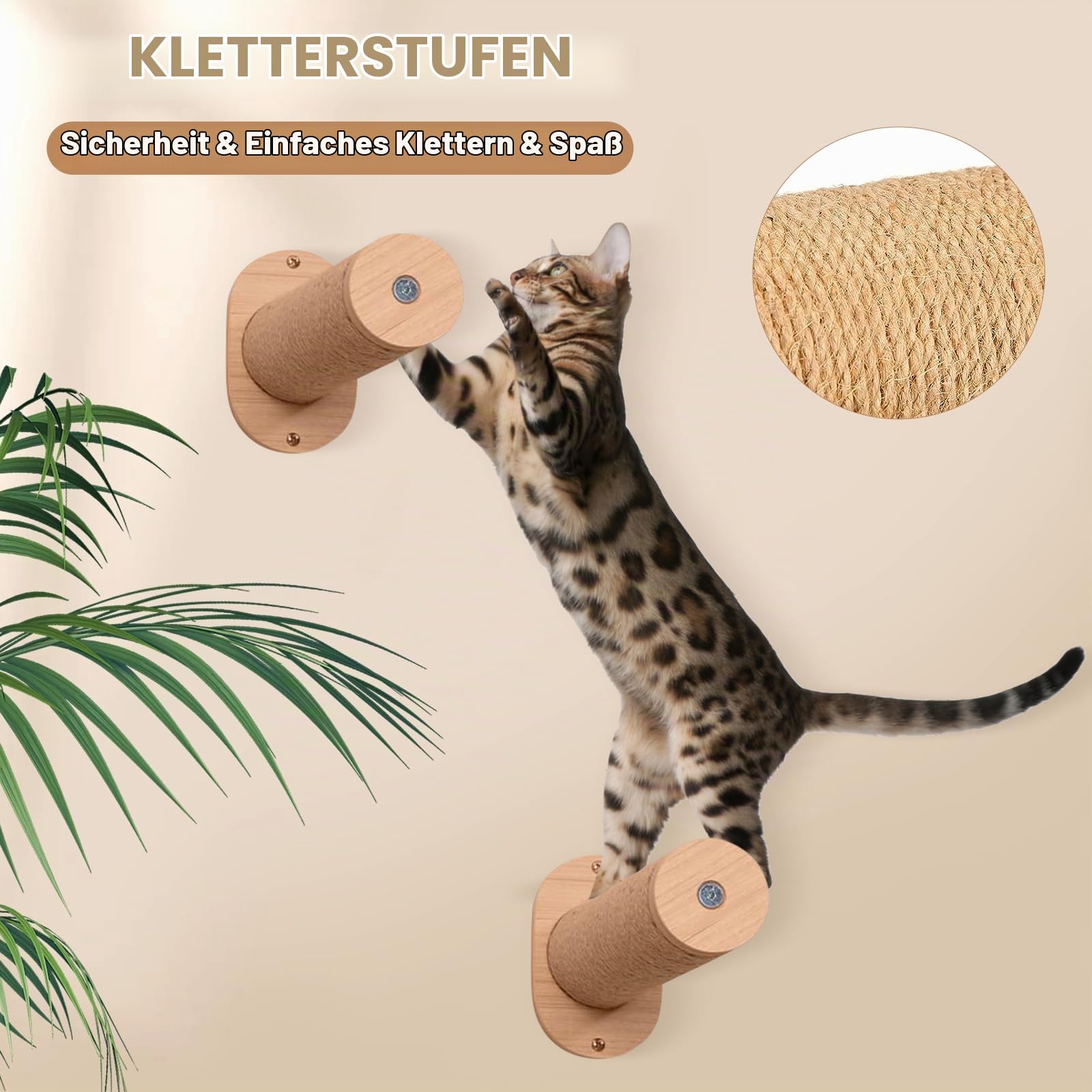 Katzen kletterwand Set mit Wandstufen, Katzenliege&Kratzbrett