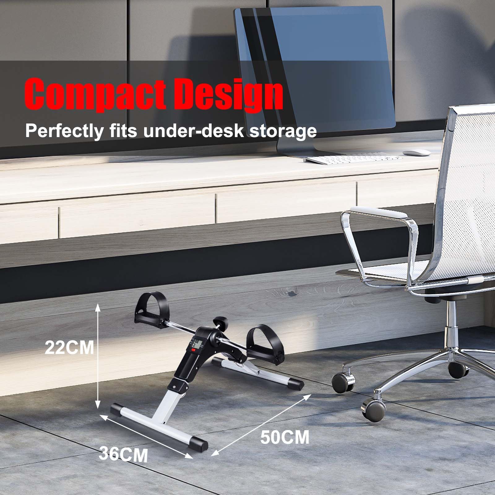 KOMFOTTEU Pedaliera Pieghevole con Display Digitale, Cyclette per Gambe e Braccia in Ferro, Macchina per Esercizi a Pedale, Cyclette Mini Bike Fitness con Resistenza Regolabile per Riabilitazione