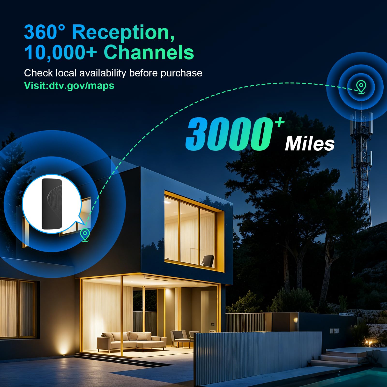 Antenna TV per canali locali con amplificatore,2026 Indoor TV Anntena