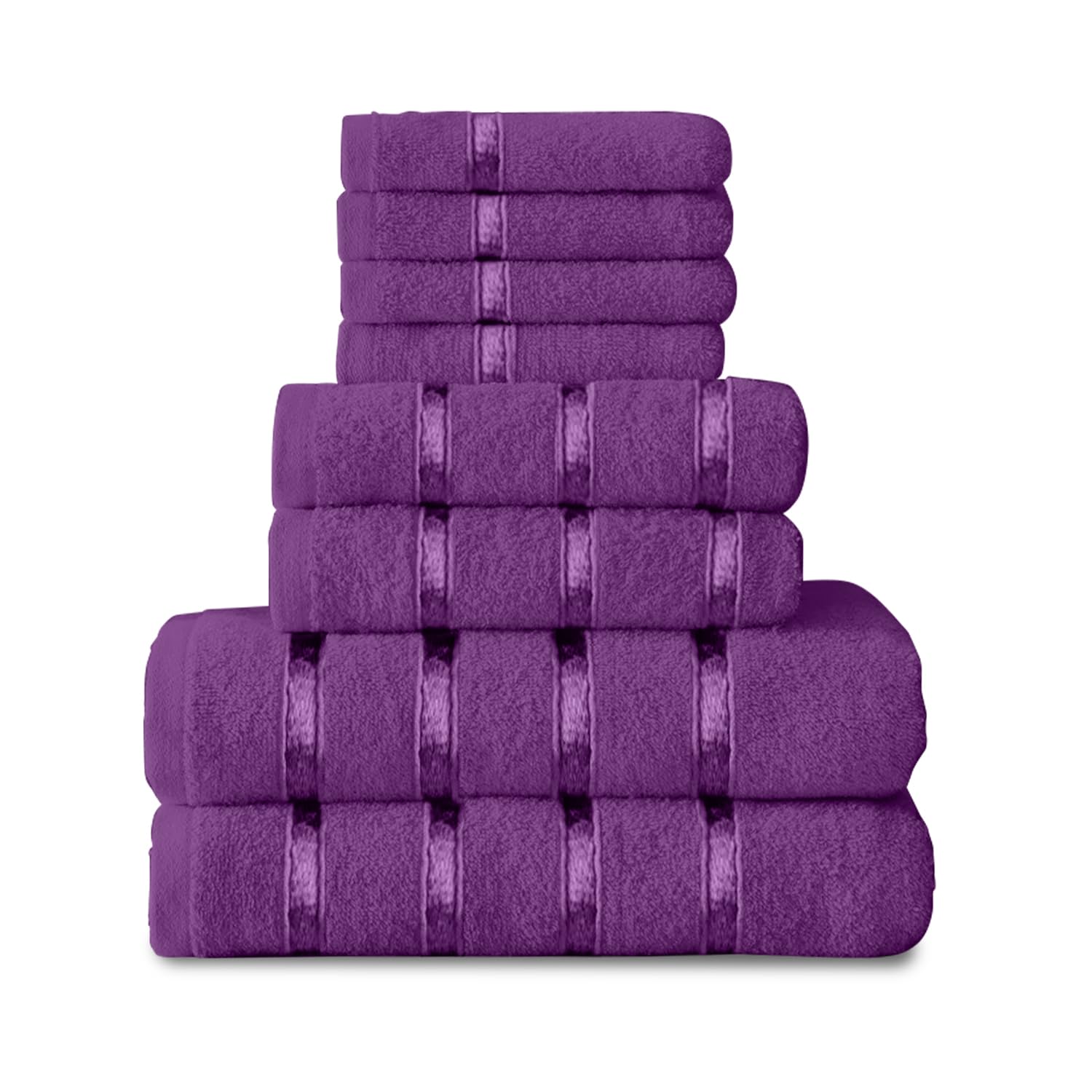GC GAVENO CAVAILIA Boston Towel Set-75, 100% Cotton, Aubergine, 8 Piece Bale