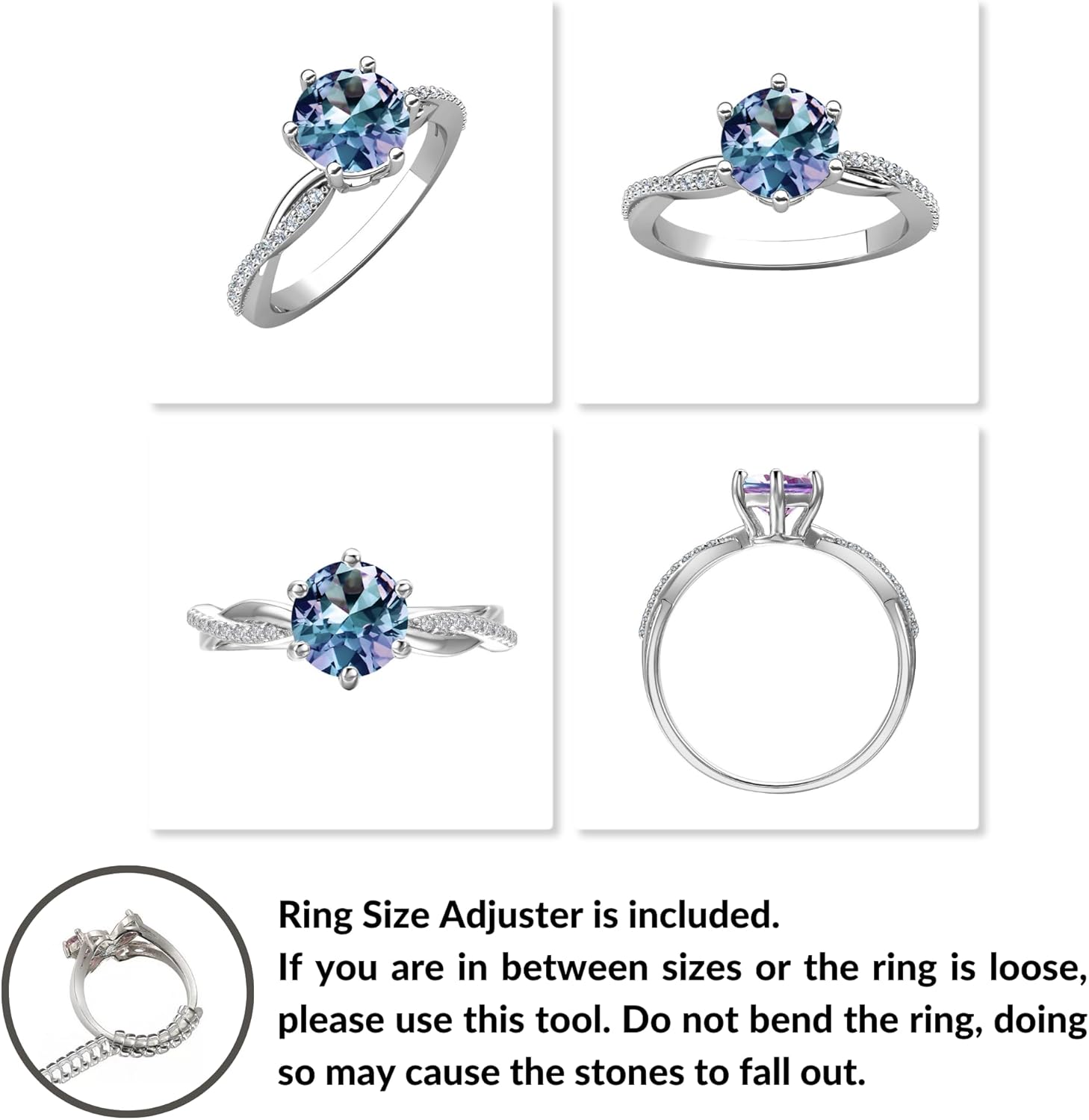 Color Change Alexandrite Ring 925 Sterling Silver June Birthstone Oval Kite Round Pear Shape Halo Cocktail Statement Engagement Ring Vintage Solitaire Three Stone Trilogy Lab Created Alexandrite Rings for Women