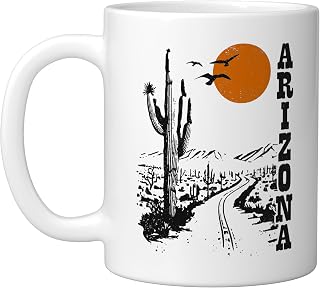 Arizona Pride Cactus Desert Western Landscape Vintage Ceramic Mug, White