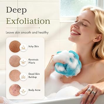 Bathway Exfoliating Washcloth Towel- Japanese Shower Back Scrubber, 3 Pack