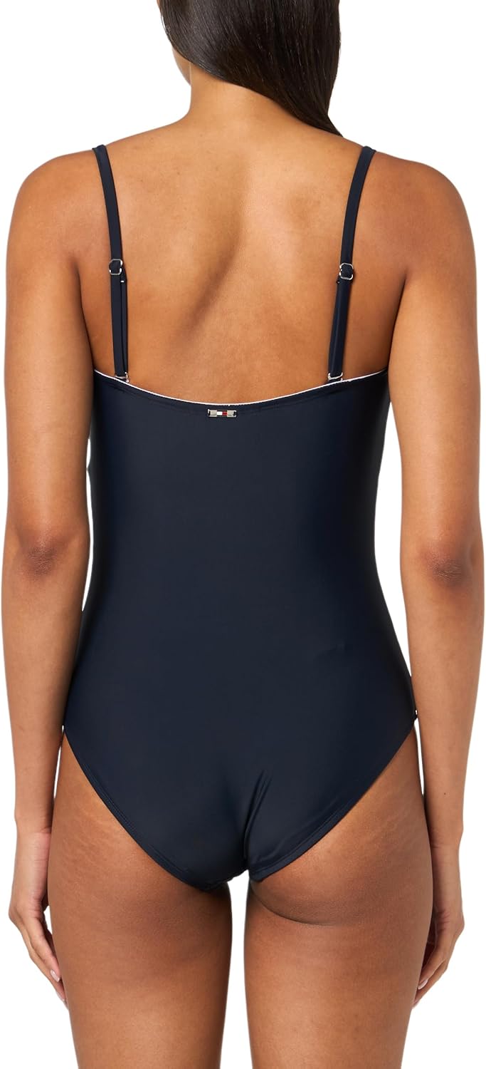 Tommy Hilfiger Womens Bandeau Color Block One Piece Swimsuit - Image 2