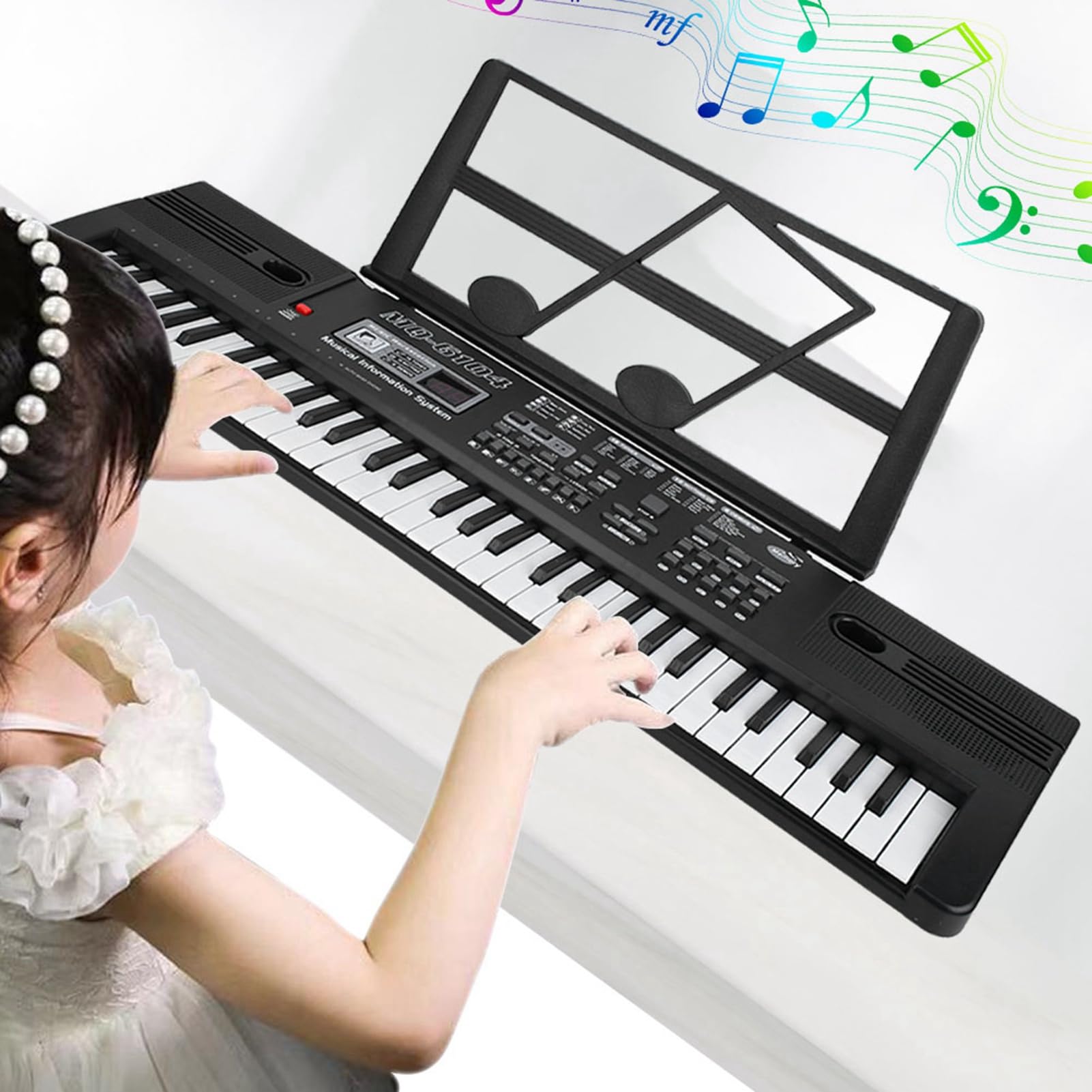 Teclado Portátil de órgano Electrónico de Música Digital para Niños con 61 Teclas, Micrófono