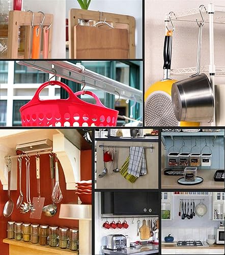 Vista 6 de ganchos de alta calidad en forma de S. Resistentes, de acero inoxidable, ganchos para colgar, Metal XL