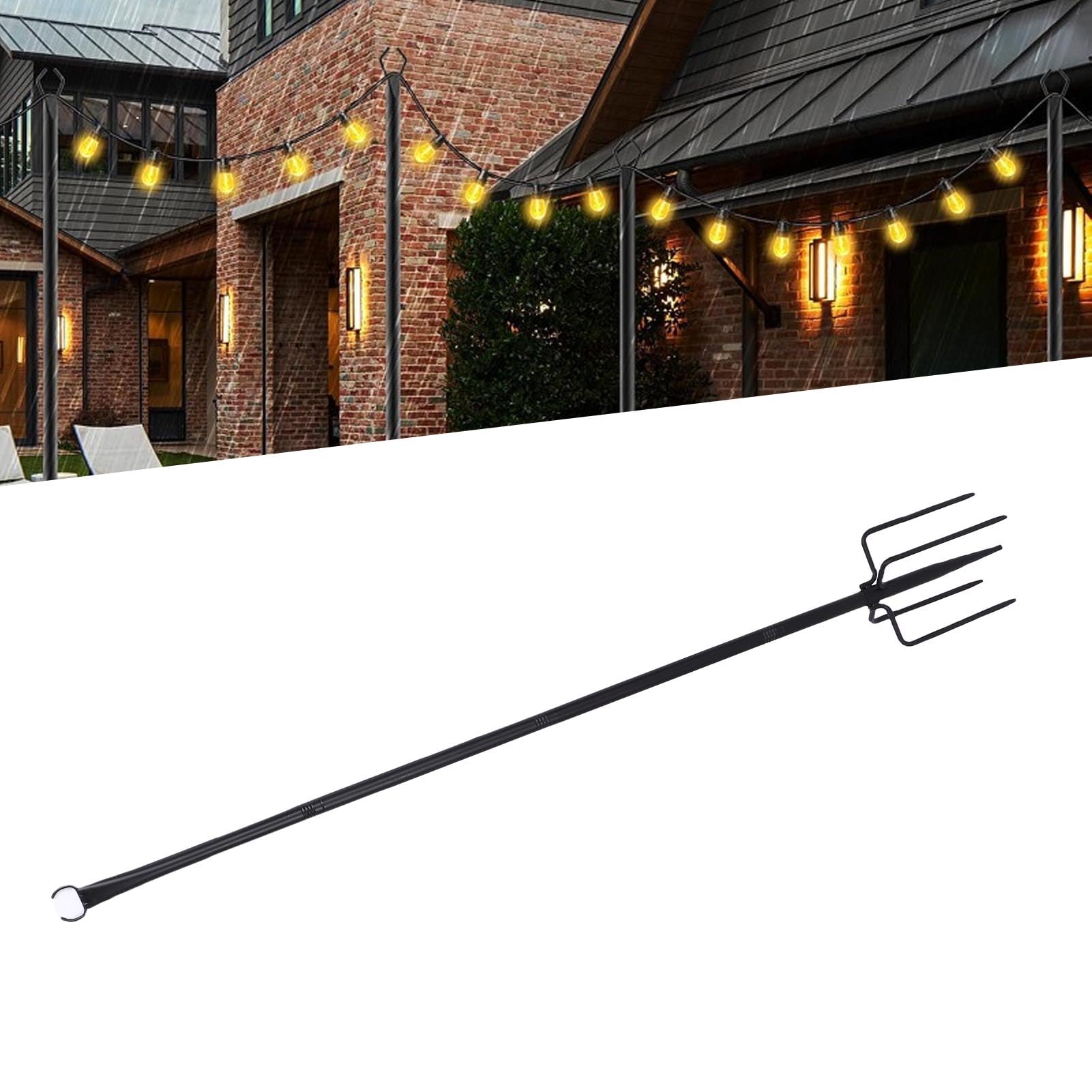 Zerodis Postes de Luz de Cadena, Soporte de Metal 2 en 1 Mejorado para Exteriores, Ajustable a 270 Cm, con Postes de Conexión a Tierra y Soportes para Decoración de Patio, Jardín y