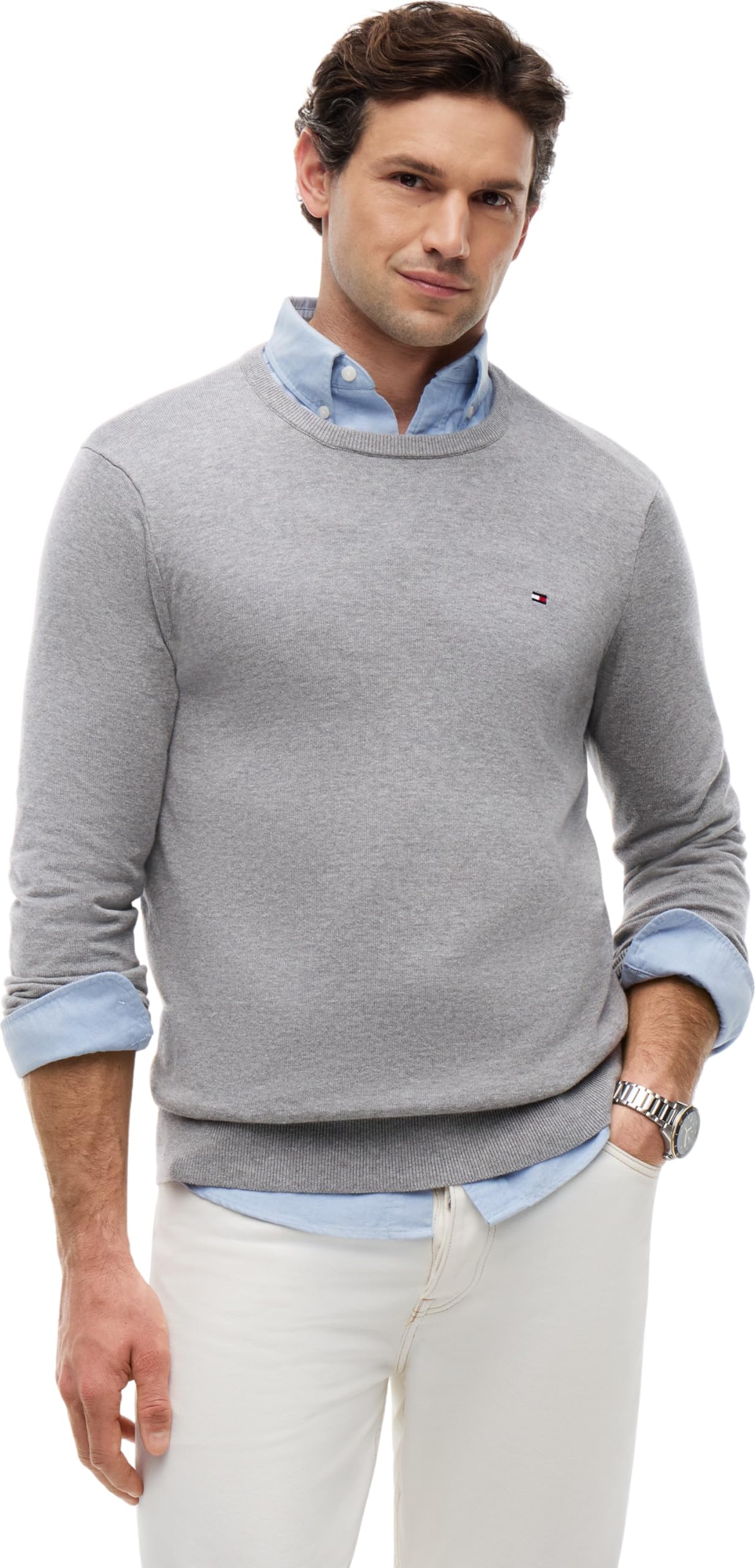 Tommy Hilfiger Herren Pullover Essential Cotton Crew Neck aus Baumwolle