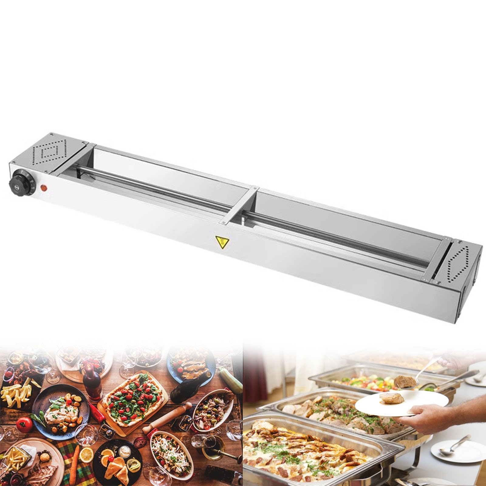 Lámpara de Calor de Alimentos, Lampara Calentamiento de Comida Acero Inoxidable, Calentadores de Alimentos para Buffet, Temperatura Ajustable de 30-85℃, 60/90/120/150cm(Size:60cm)