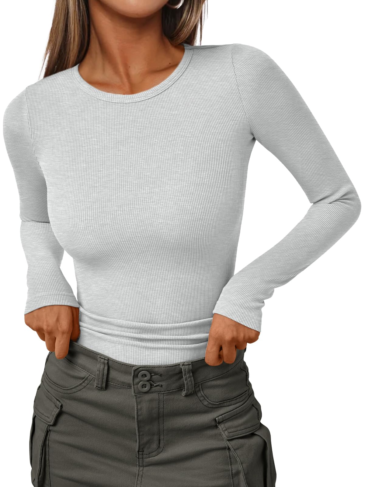 AUTOMETLong Sleeve Shirts Blouses Fall Fashion Ribbed Basic Tops Winter ClothesOEKO-TEX STANDARD 100