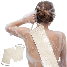 Premium Bamboo Fiber Exfoliating Body Scrubber Towel Deep Clean & Gentle Exfoliation for Smooth Skin-Beige