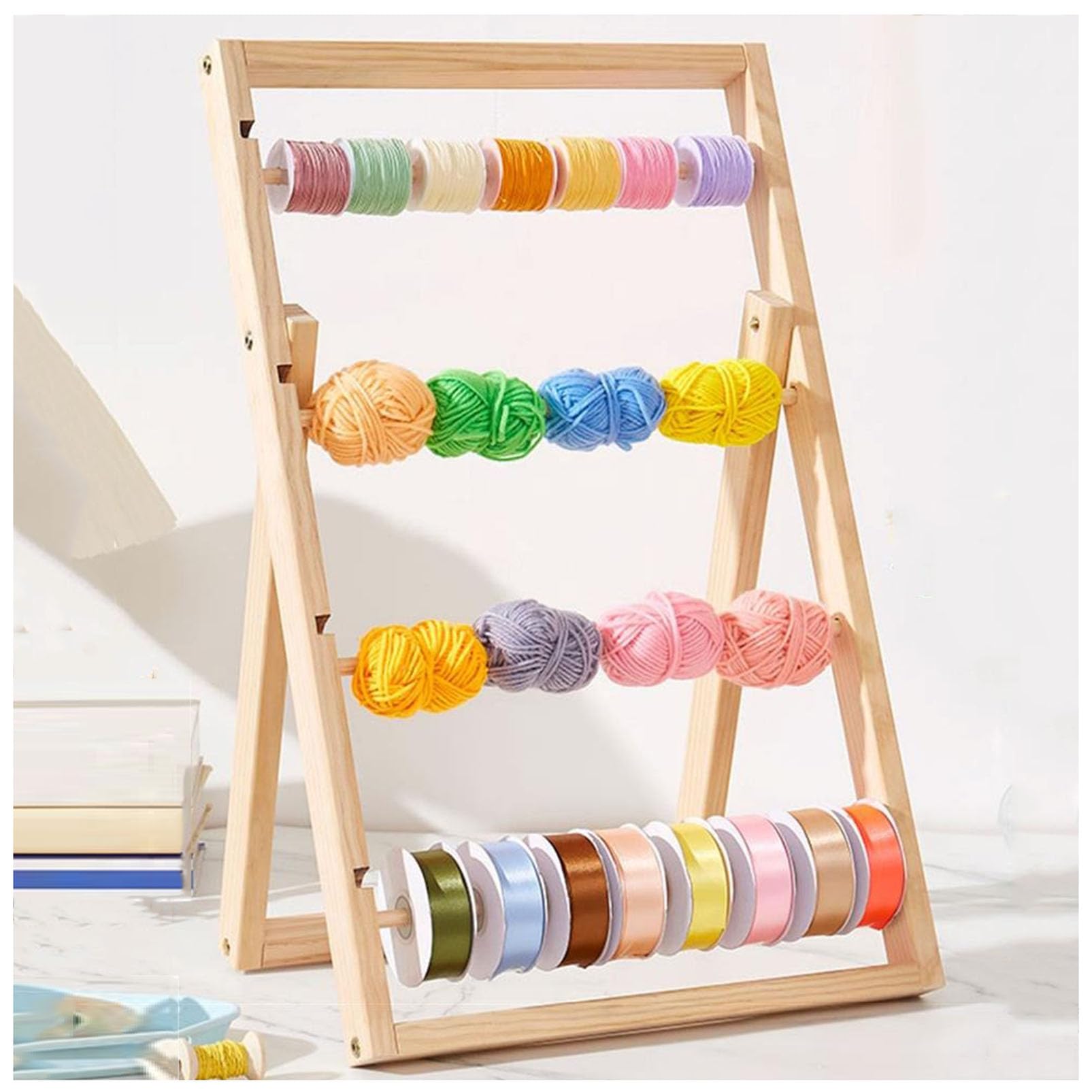 Estante Organizador de Cintas para Sala de Manualidades, Estante de exhibición de Cintas con Soporte para Hilo de Coser y Bordar, Ideal para floristerías y Negocios de decoración de Pasteles