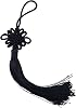 10pcs 8.5 Inch Handmade Silky Floss Chinese Tassel with Satin Silk Made Chinese Knots for Door and Car Handing Decoration, DIY Craft (Black)