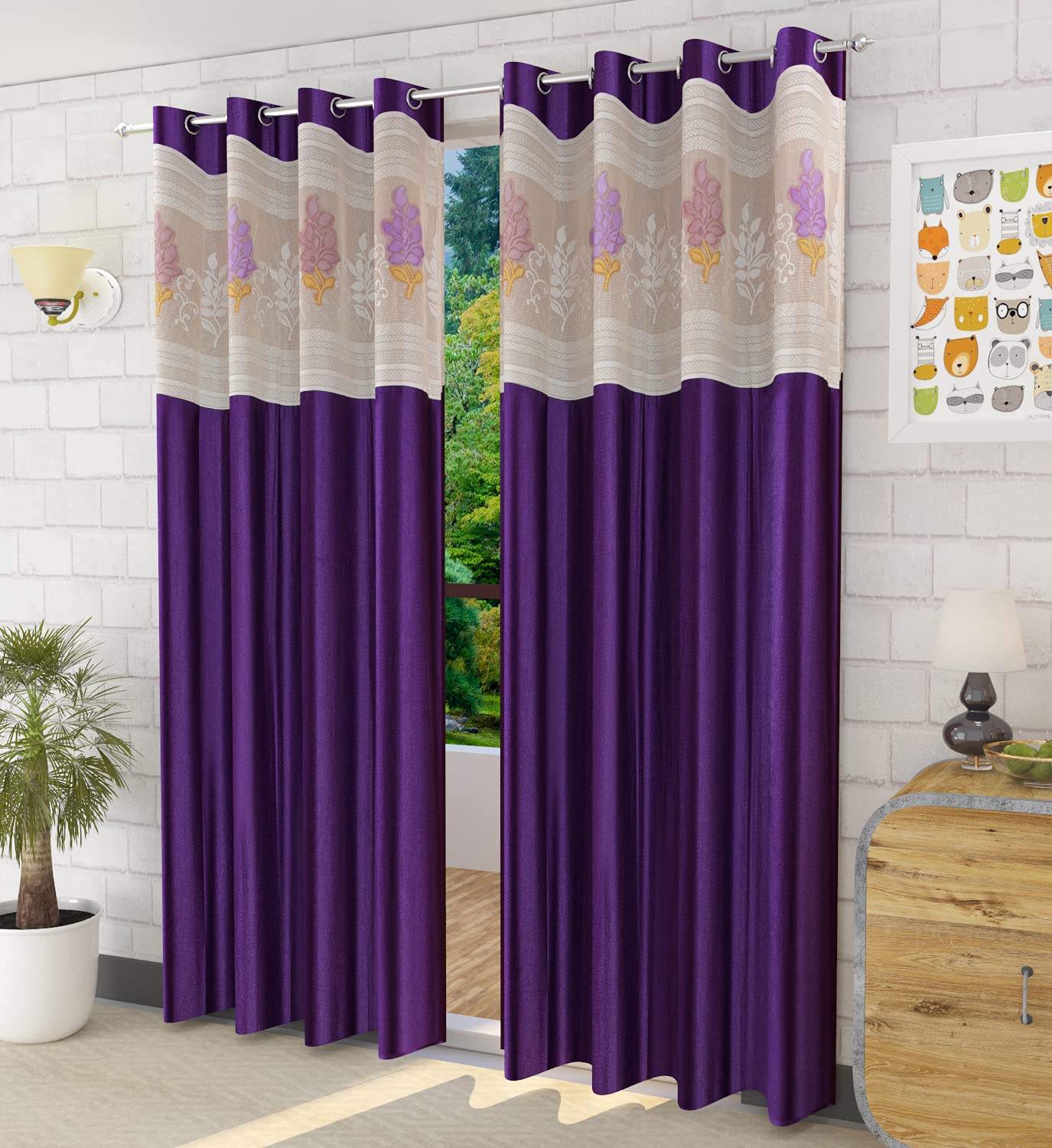 Kiara Creations 1 Piece Polyester Floral Net Curtains for Long Door 8 Feet, Purple (B09ZBGT962) Amazon Price History, Amazon Price Tracker
