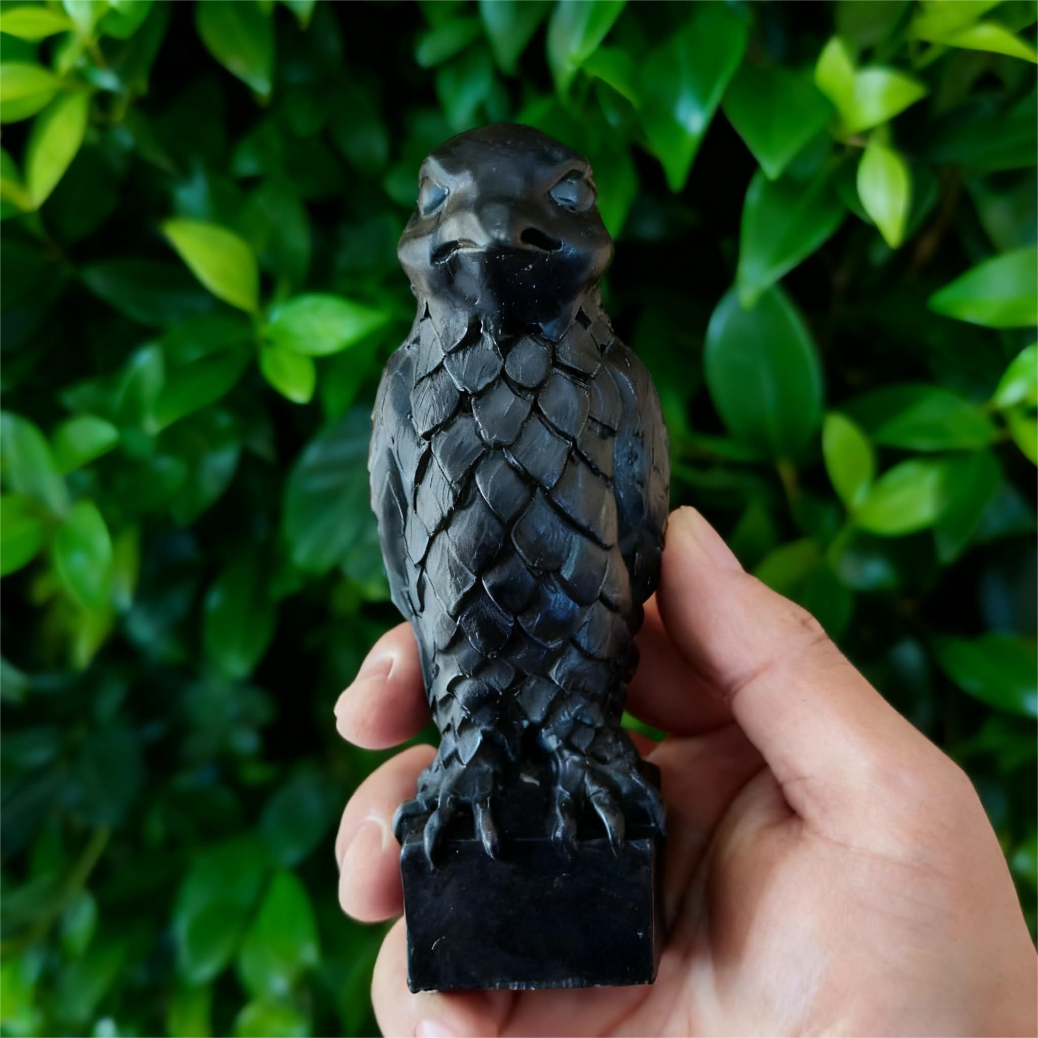 Statue de faucon en résine noire 15 cm avec compartiment caché oiseau
