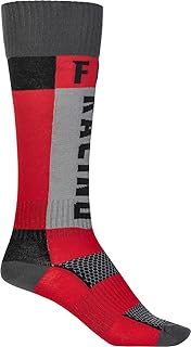 Fly Racing 2022 Youth MX Riding Socks (Thick Red/Grey, Youth)