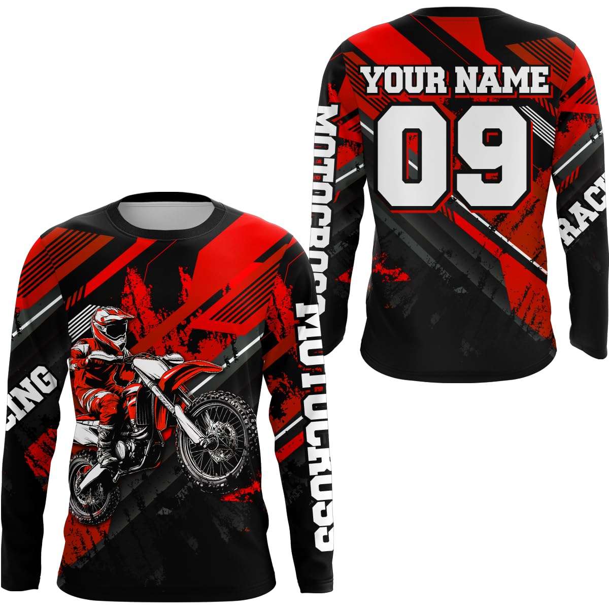 PIONAMZIOZ Dirt Bike Jersey Men Women Kid Upf30+ Custom Motocross Racing Shirt Youth Boys Off-Road Motorcycle Shirts (US, Alpha, Small, 5X-Large, Regular, Regular, Red)