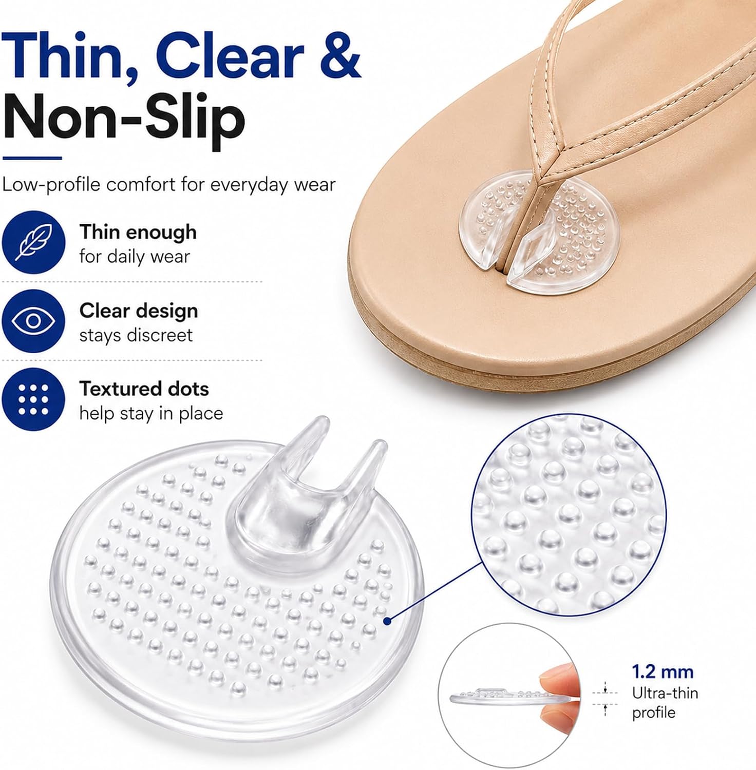4 Pcs Thong Sandal Toe Protectors Clear Flip Flop Toe Protector Pain Relieving and Slip Resistant Silicone Toe Cushion for Sandals Ideal for Everyday Use