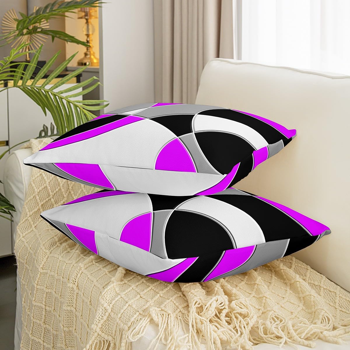 FUTEI Juego De 2 Rayas Negras De 50 X 50 Cm, Decoración Neutra Para El Hogar