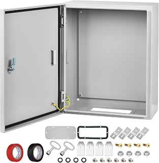 Steel Electrical Junction Box, 16 x 12 x 8 Waterproof & Dustproof Electrical Enclosure, Outdoor & Indoor Universal Project Box with Lock & Mounting Plate