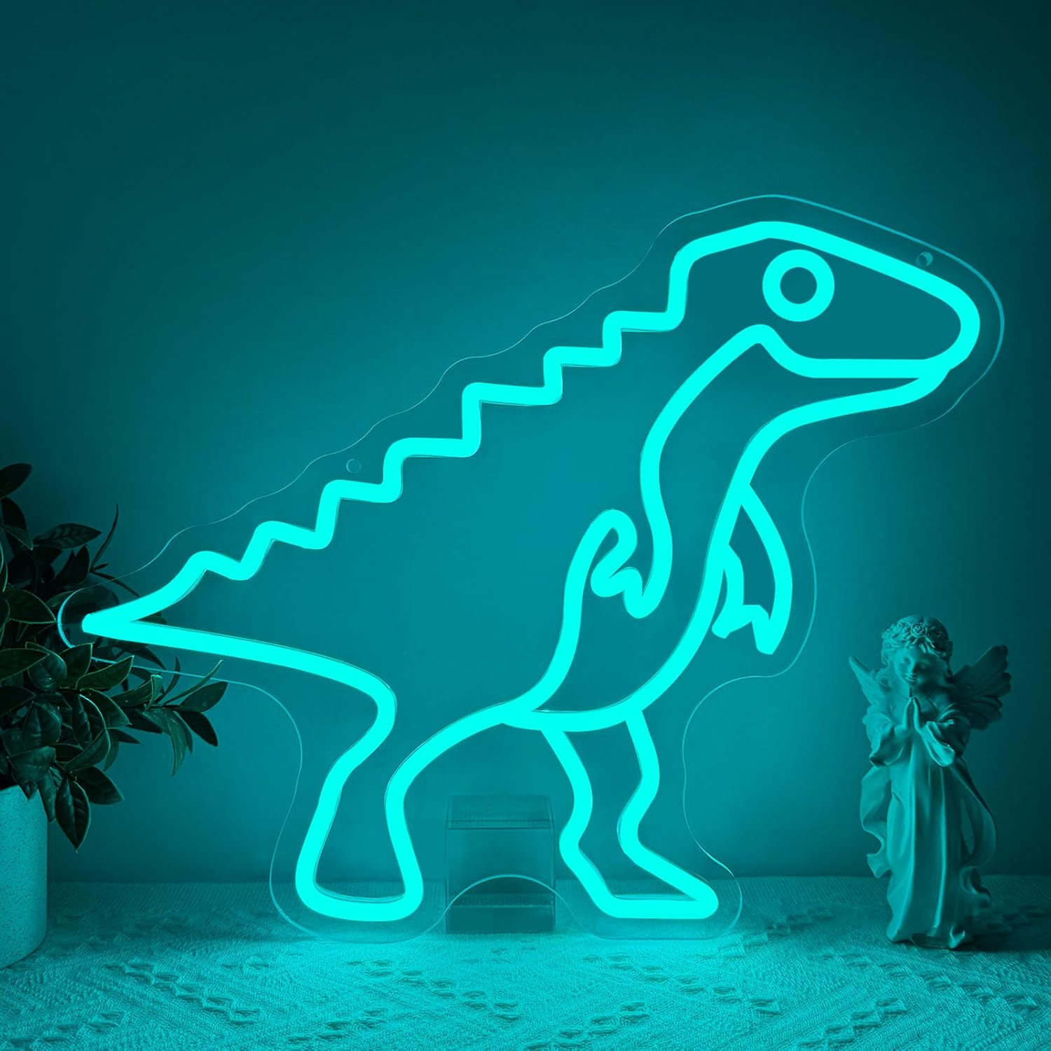 Dinosaur Light LED Wall Decor,Dinosaur LED Neon Sign Room Decor for Kids Bedroom Birthday Party Classroom Man Cave,Blue Light Up Sign Gift for Kids Teen Boys Girls USB Powered（16.2"*11.8"）
