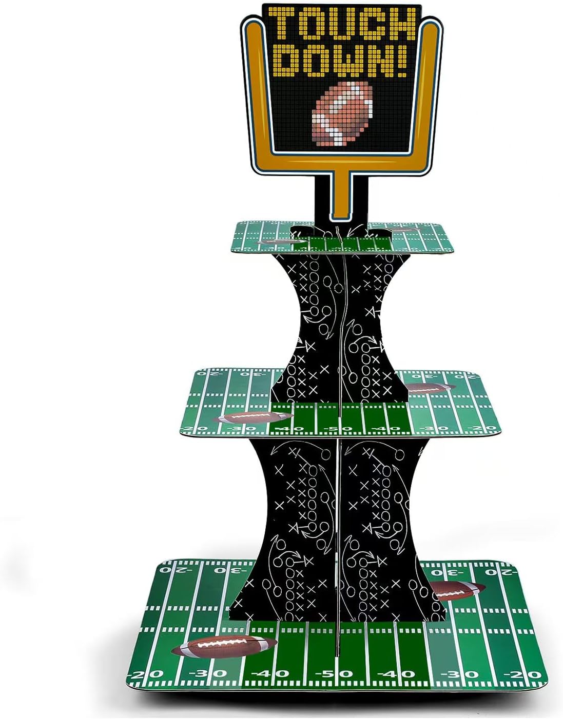 3-Tier Football Theme Party Cardboard Cupcake Stand for Kids Birthday Party Football Party Games Decoration