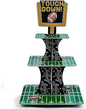 3-Tier Football Theme Party Cardboard Cupcake Stand for Kids Birthday Party Football Party Games Decoration