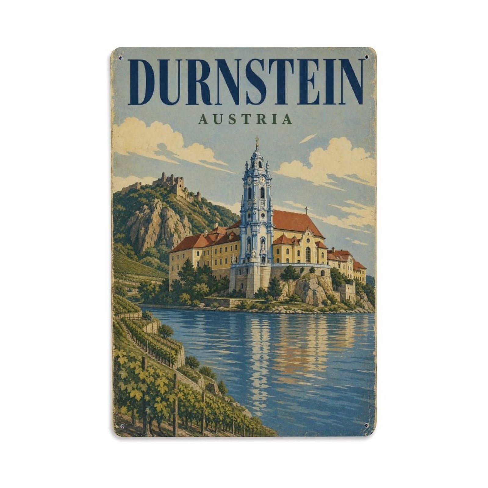 Retro Travel Austria Durnstein Metal Tin Sign Plaque Wall Decor for Cafe, Club Bar, Office, Garden Metal Poster 8x12Inch