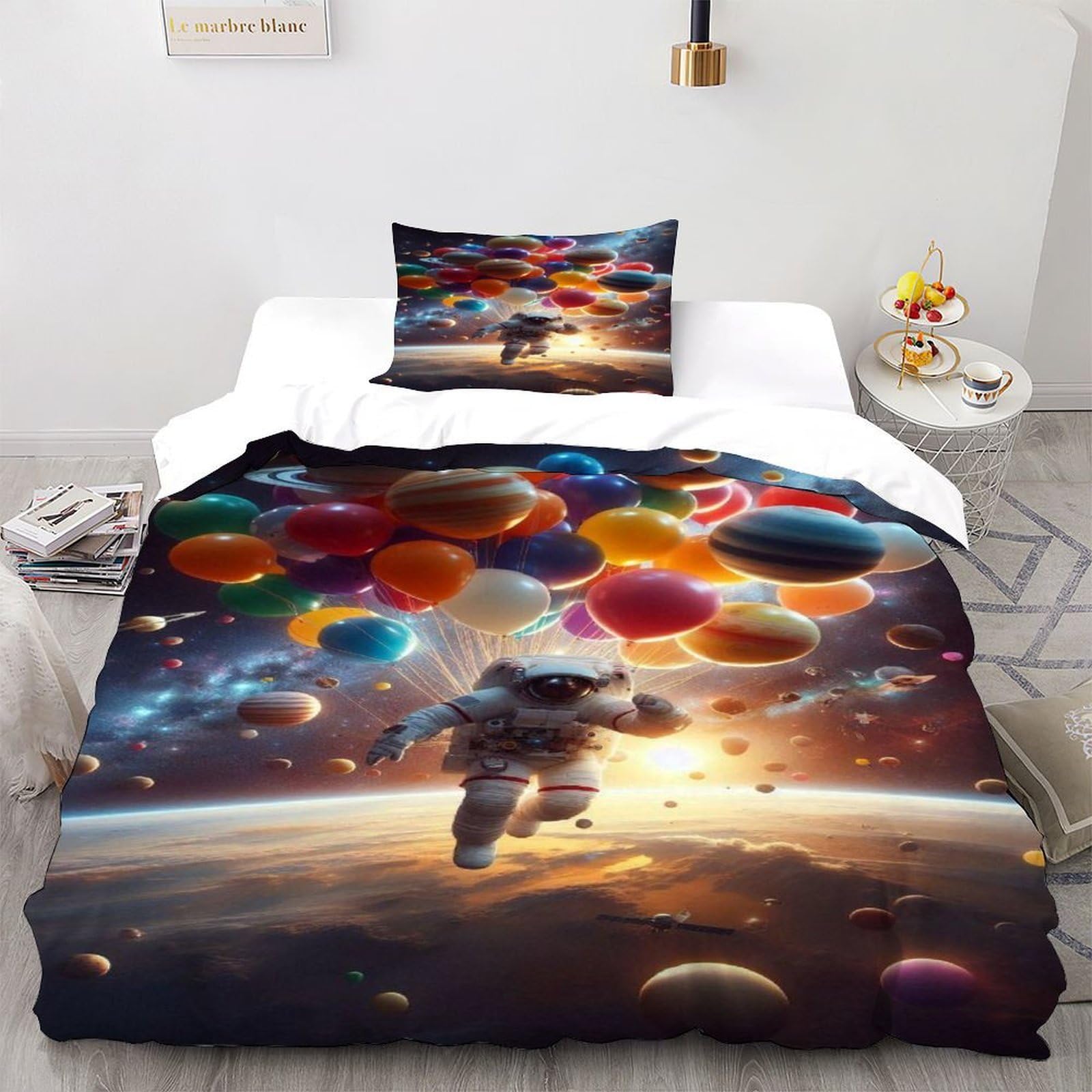 Housse de couette astronaute en microfibre douce avec fermeture éclair