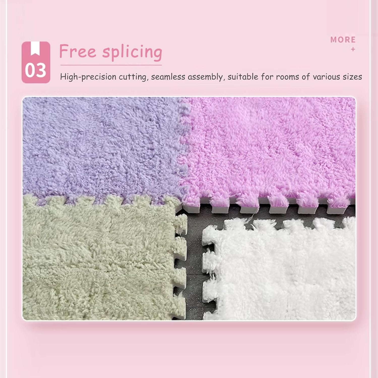 Carpet Squares, Interlocking Foam Floor Mats, 10 Pcs Plush Square Floor Tiles,(Apricot+Gray)