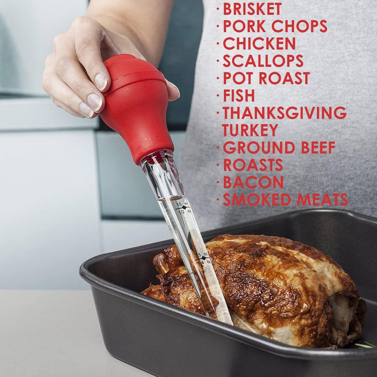 Stainless Steel Turkey Baster Seasoning Pump Meat Injector Drip Oil Seasoning Tube Bbq Pump Needle Tools and Cleaning Brush for
