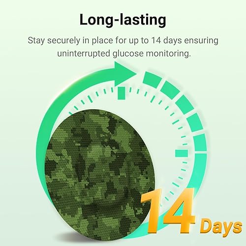 Miniatura 7 de Freestyle Libre - Parches adhesivos con 3 sensores, protector de cinta de sensor estampado, cinta CGM, 16 piezas coloridas, impermeables y