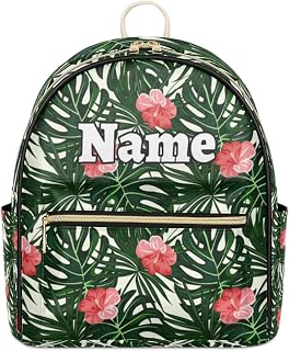 Tropical Palm Leaves Custom Mini Backpack Purse for Women Girls Palm Leaves Flower Personalized Fashion Leather Small Backpack Shoulder Handbag Travel Bag Satchel Rucksack, Multicolor