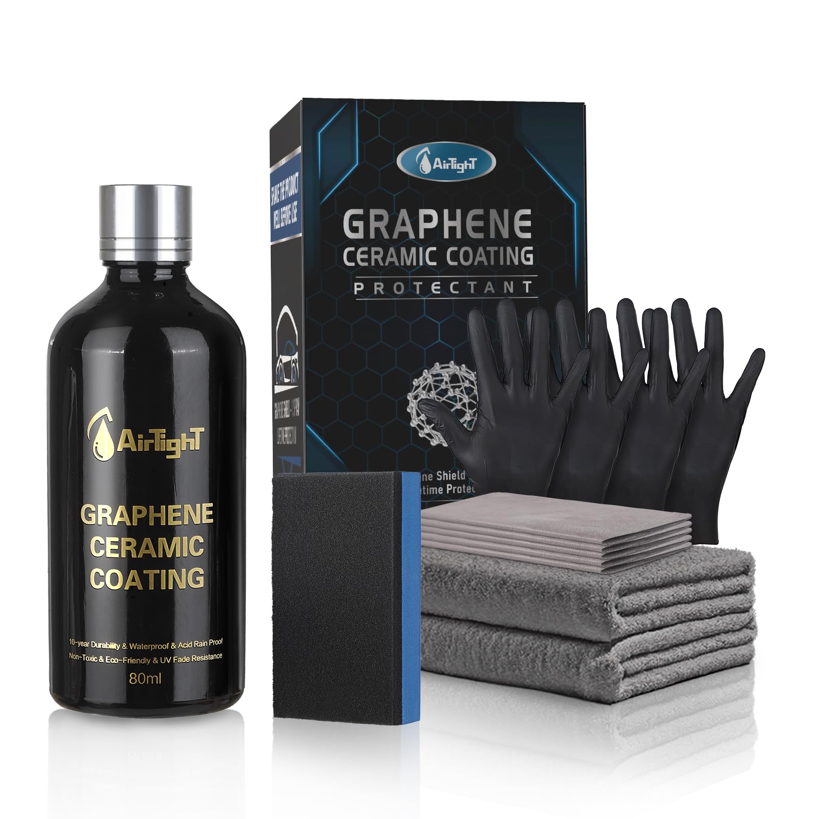AirTighT Advanced Graphene Ceramic Coating- Self-Cleaning Effect Ultra-High Gloss, Long-Term Protection for Cars, Motorcycle & More,10+ Years Protection Extremely Hydrophobic Anti Scratch