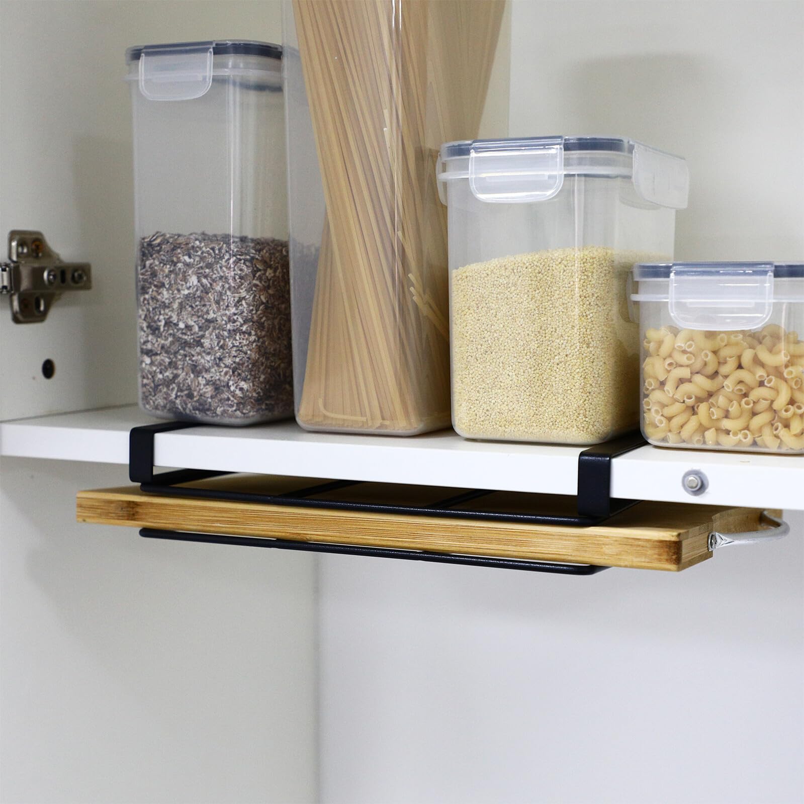 BESTYASH Organizzatore da Cucina Sottomensola in Acciaio Inox Nero Ganci Multipli e Installazione Rapida, Scaffale Salvaspazio per Cucine e Uffici