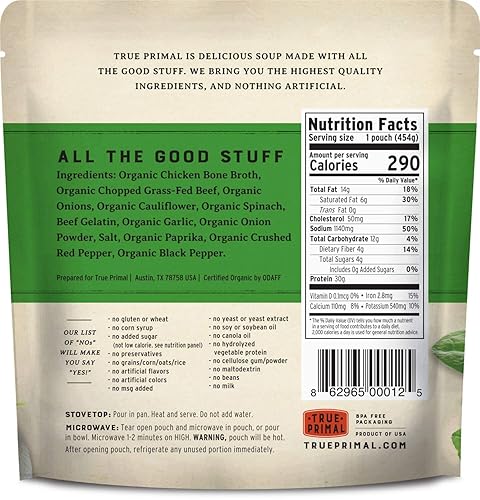 Miniatura 2 de True Primal Savory Wedding Organic Soup - Paquete de 8 unidades, lista para comer, sin gluten, paleo, carne de res alimentada con pasto, Whole30,