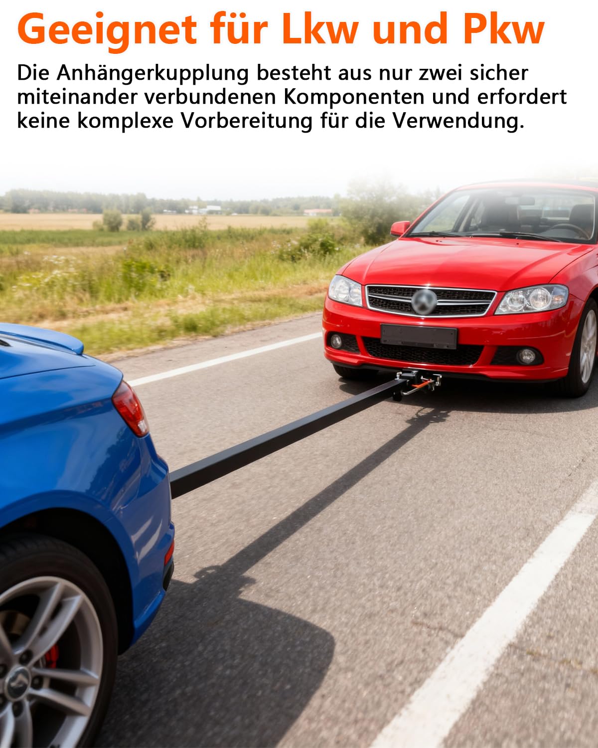 Abschleppstange für pkw, abschleppstange mit kugelkopf, 3500kg Zugkraft Gewicht, 50mm Anhängerkupplung, für Kfz, LKW, SUV, Geländewagen - Pannenhilfe (Lunghezza 2.35m)