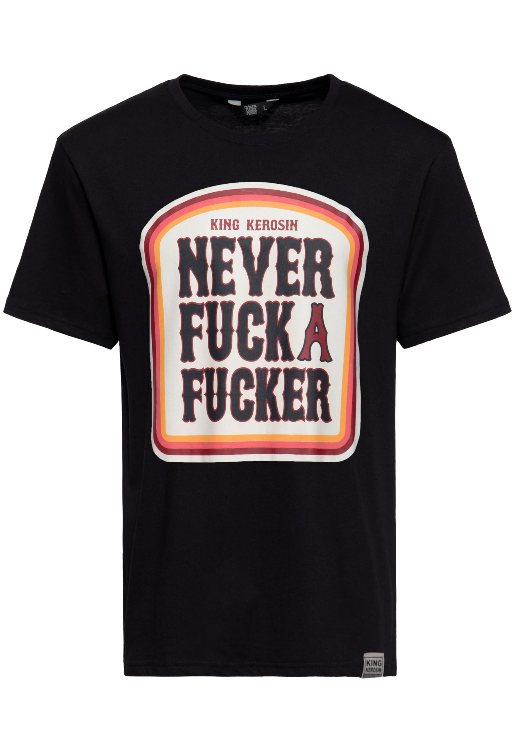 King Kerosin Herren T-Shirt · Printshirt · Statement · Frontprint · Print · Spruch · Biker · Kurzarm · Rundhalsausschnitt · Basic · Retro · Vintage · Oldschool · Never Fuck A Fucker