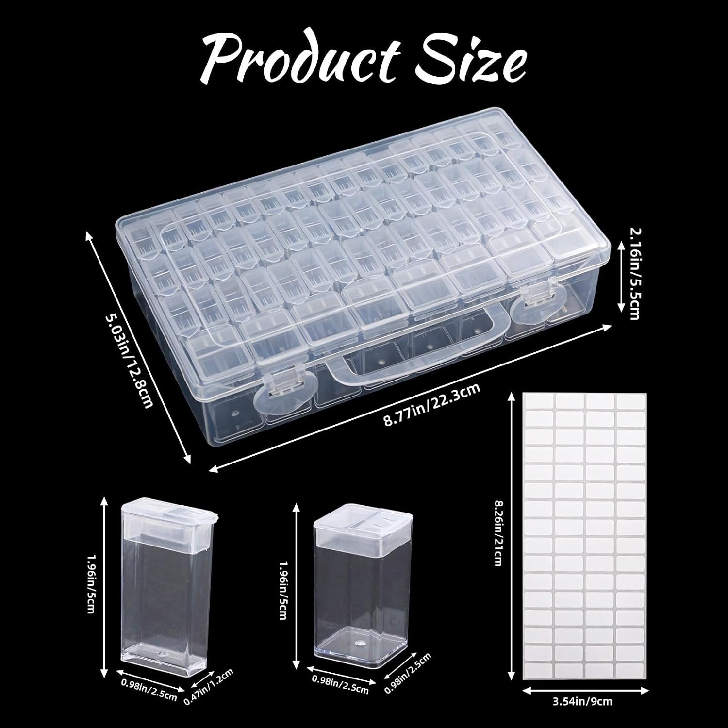 56-Grid Diamond Painting Storage Containers, Portable Transparent Diamond Art Organizer with Lids, Bead Storage Containers with Sticker Labels, Suitable for DIY, Beads and Jewelry