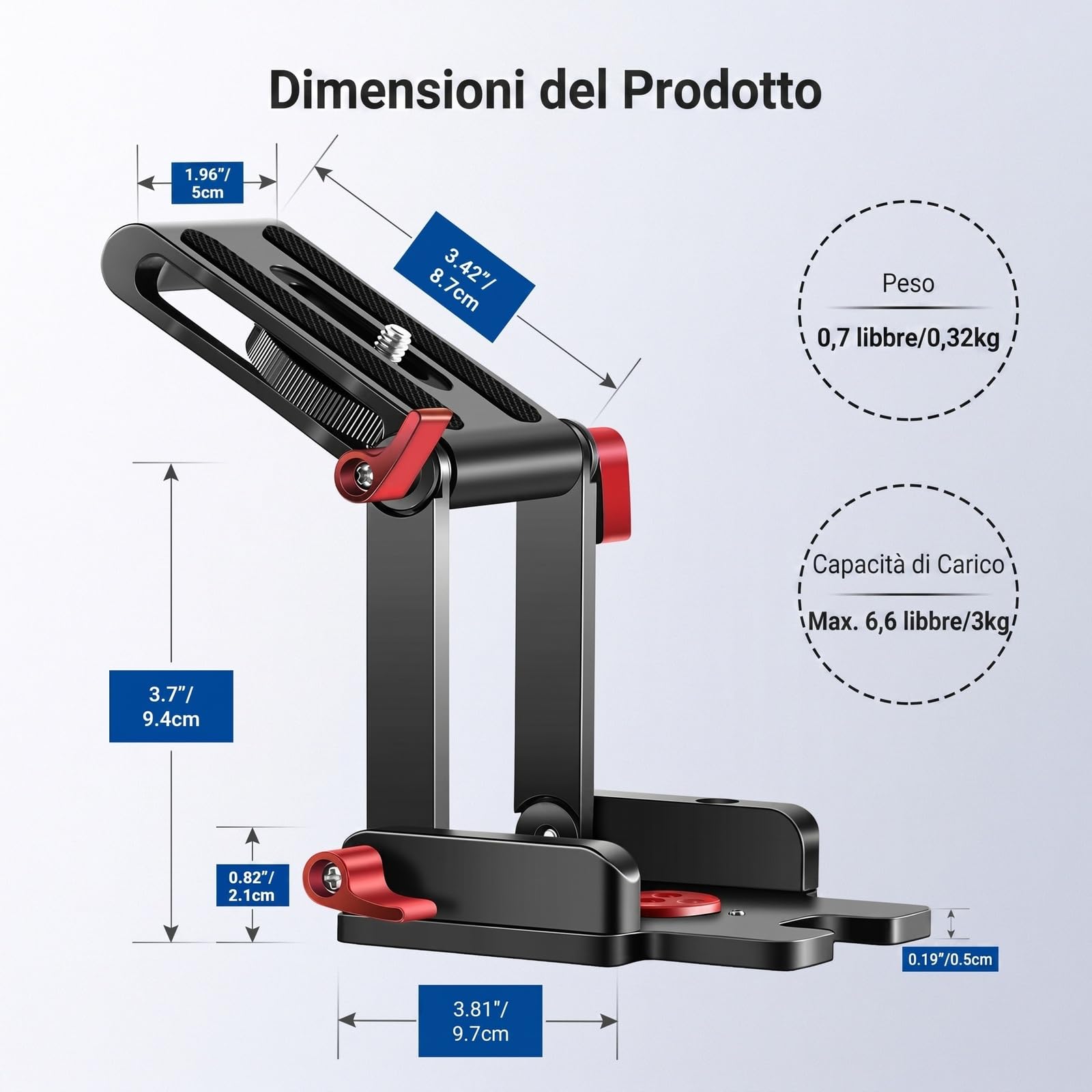 Neewer Z-Flex Testina Inclinata Tipo Z Testa di Treppiede con 4 Pulsanti Regolare/Fissare, Sgancio Rapido Piastra e Livella a Bolla per Treppiede/DSLR Videocamere/Lega di Alluminio Slider/Carico 3kg