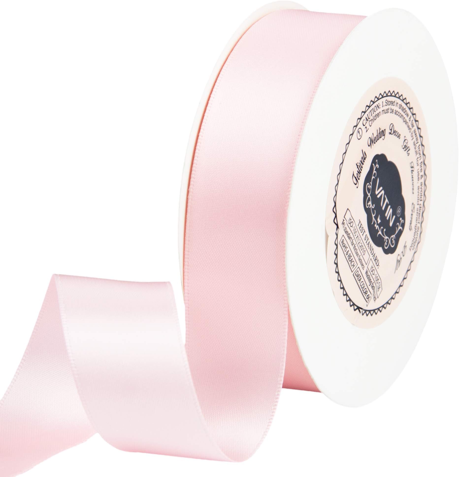 VATIN Double Face Light Pink Satin Ribbon 1" Continuous 25 Yards,Pink Polyester Fabric Ribbon use for Bows Bouquet, Gift Wrapping, Floral Arrangement Wedding Decoration