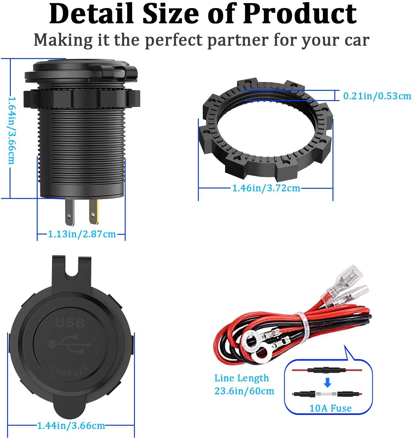 Caricatore USB QC 3.0 Per Auto 12V/24V - Doppia Porta Con Interruttore Tattile LED
