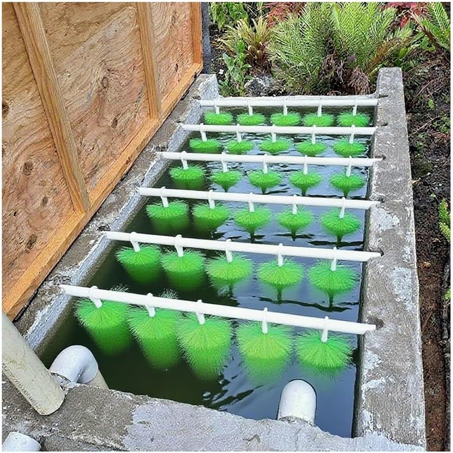 Rygcrud 50 Packs Large Pond Filter Brushes with Loops, Stainless Steel Wire with PP Bristles, Skimmer Filtration, Silencer & Cleaning for Water Garden, Fish Pool, 1ft - 4.9ft Long(50cm)