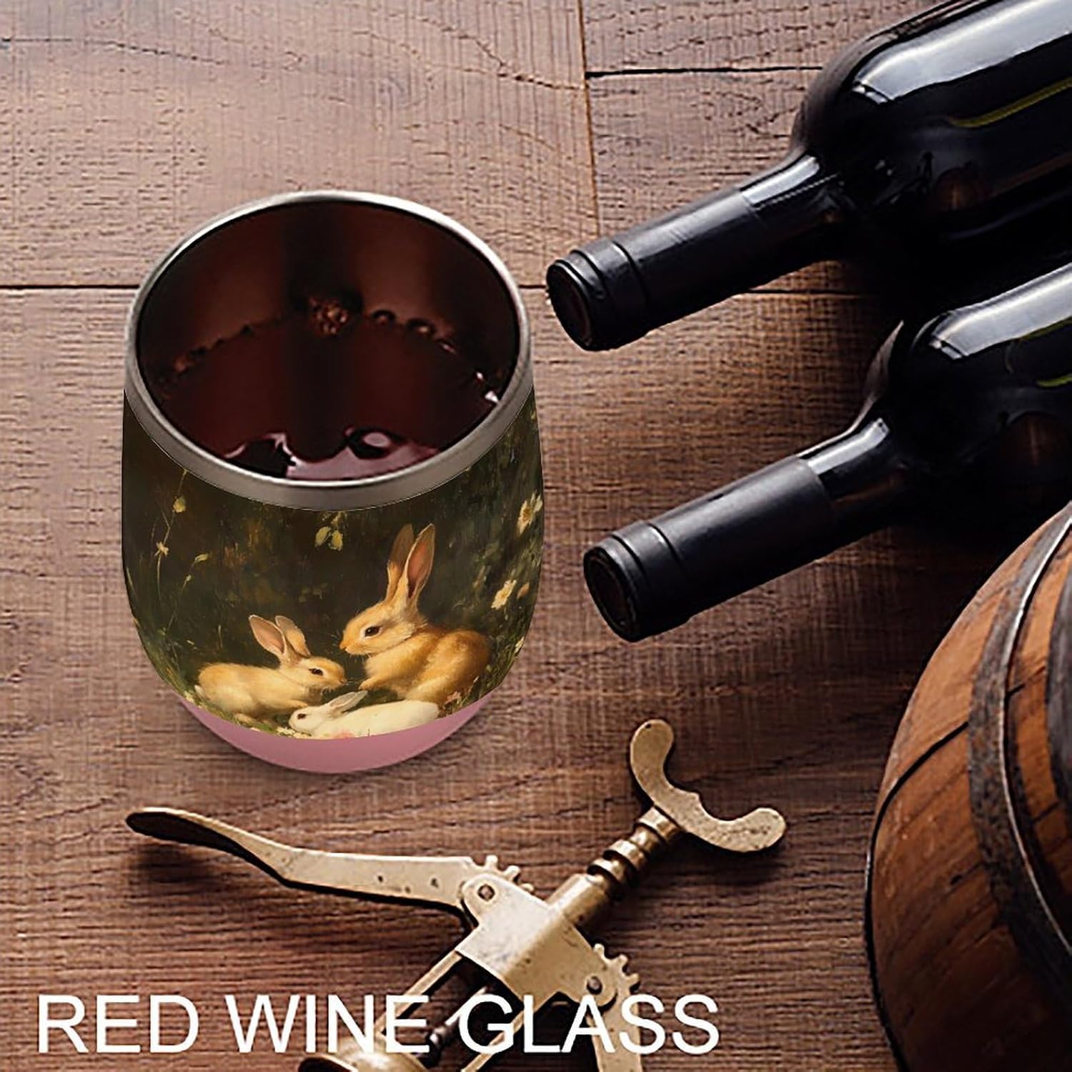 Forests Yellow White Rabbits Insulated Drinking Cup Stainless Steel Coffee Mug Wine Tumbler with Lid 12OZ